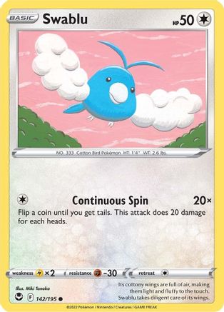 Swablu 142/195  SWSH12 Silver Tempest - Common