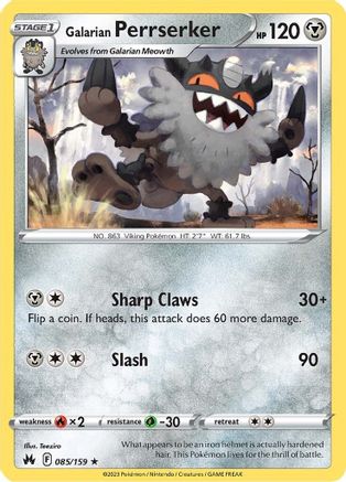 Galarian Perrserker 085/159  Crown Zenith - Rare