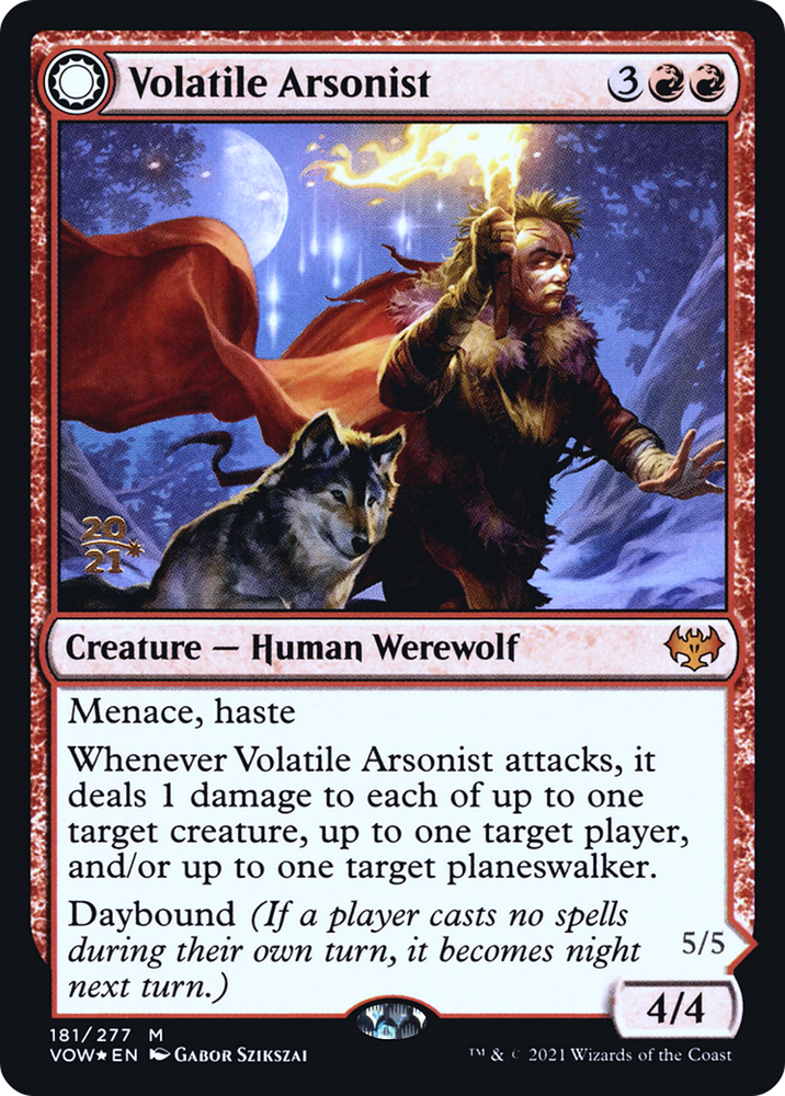 Volatile Arsonist (PRE-181S) - Innistrad: Crimson Vow Promos: (Double Faced Transform) Foil