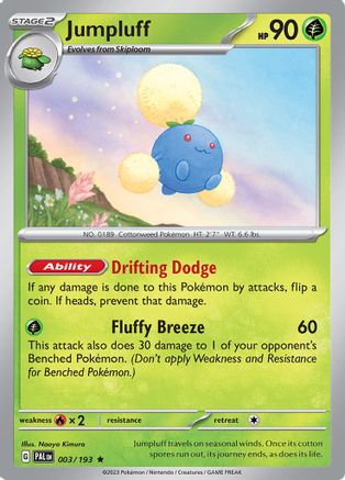 Jumpluff 003/193  - Reverse Holofoil SV02 Paldea Evolved - Rare