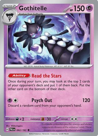 Gothitelle 092/193  - Reverse Holofoil SV02 Paldea Evolved - Uncommon