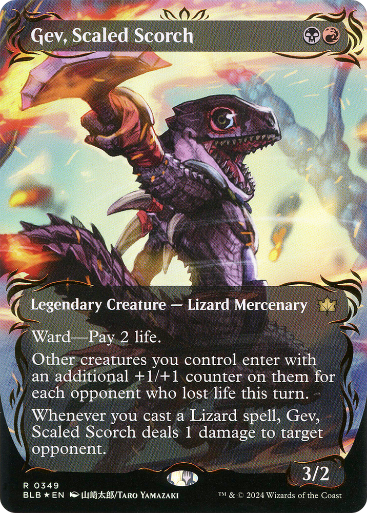 Gev, Scaled Scorch (BLB-349) - Bloomburrow: (Showcase) (Borderless) Foil