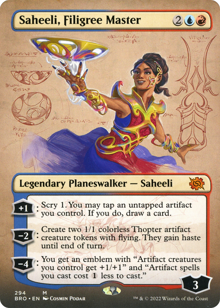 Saheeli, Filigree Master (Borderless) (BRO-294) - The Brothers' War (Borderless) Foil
