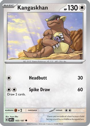 Kangaskhan 165/197  - Reverse Holofoil SV03 Obsidian Flames - Uncommon