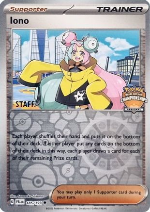 Iono 185/193  - Reverse Holofoil League & Championship Cards - Uncommon