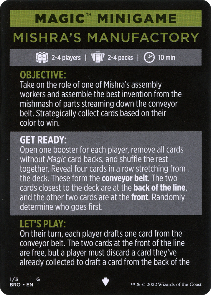 Mishra's Manufactory // Mishra's Manufactory (cont'd) (MBRO-001) - The Brothers' War Minigames Foil