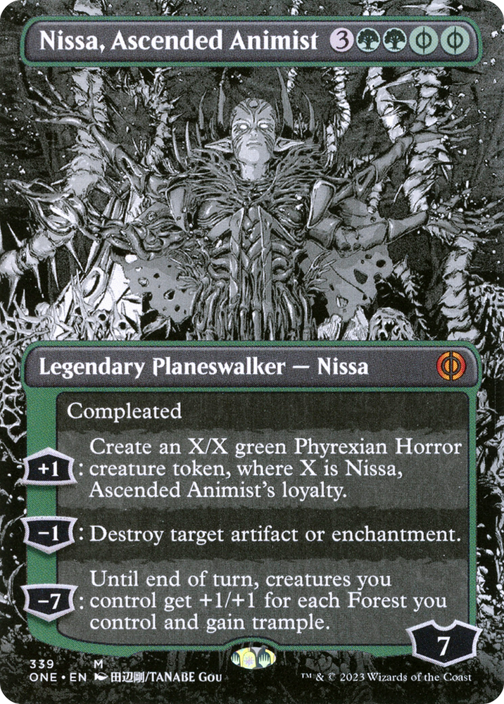 Nissa, Ascended Animist (Borderless) (ONE-339) - Phyrexia: All Will Be One: (Showcase) (Borderless)