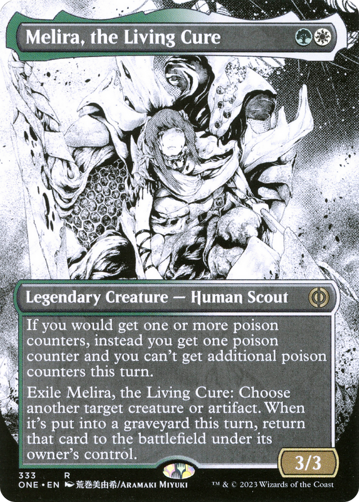 Melira, the Living Cure (Borderless) (ONE-333) - Phyrexia: All Will Be One: (Showcase) (Borderless)