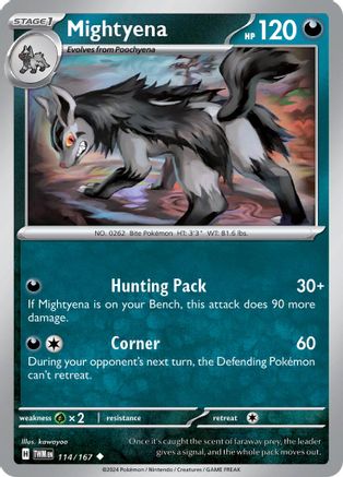 Mightyena 114/167  - Reverse Holofoil SV06 Twilight Masquerade - Uncommon