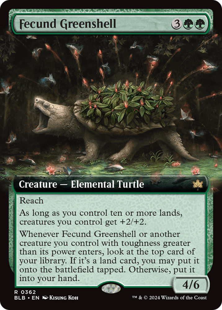 Fecund Greenshell (BLB-362) - Bloomburrow: (Extended Art)