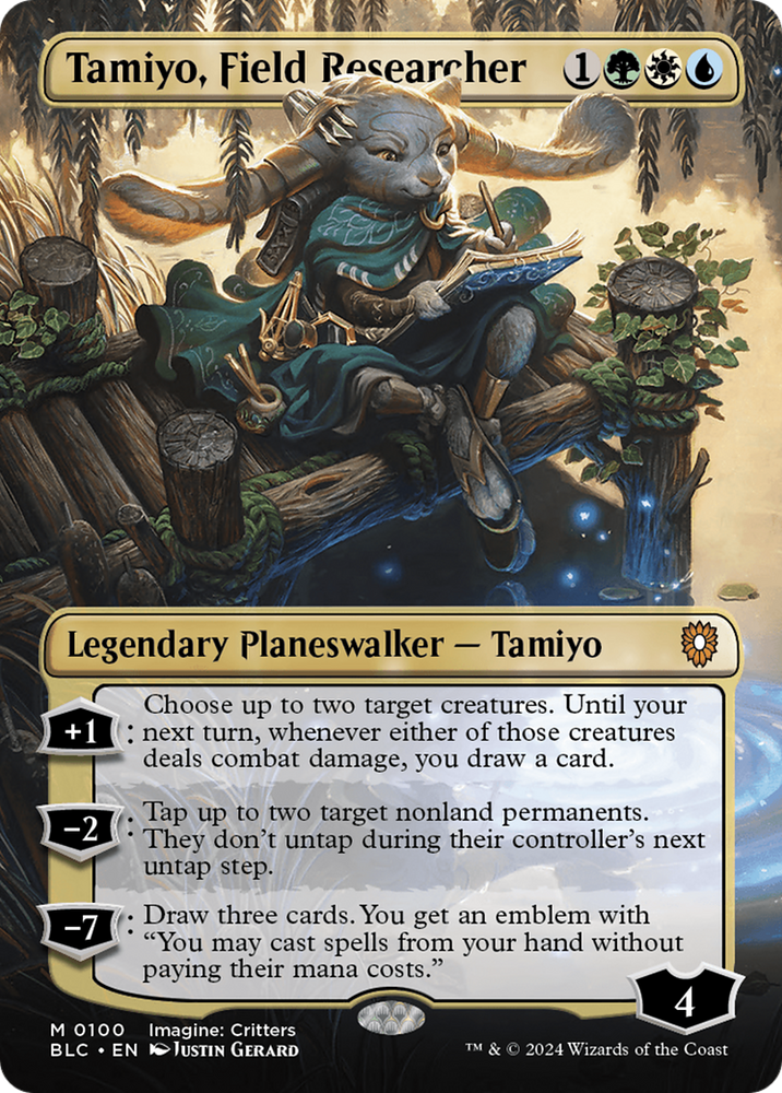 Tamiyo, Field Researcher (Borderless) (BLC-100) - Bloomburrow Commander (Borderless) Foil