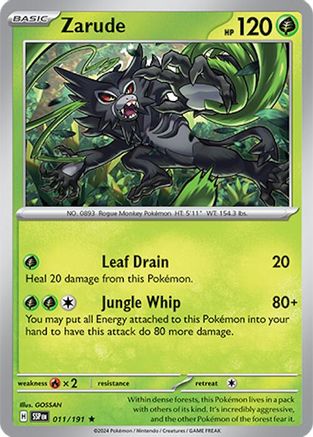 Zarude 011/191  - Reverse Holofoil SV08 Surging Sparks - Rare