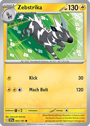 Zebstrika 063/191  - Reverse Holofoil SV08 Surging Sparks - Common