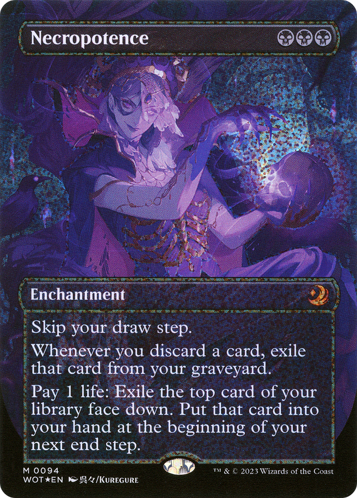 Necropotence (Anime Borderless) (Confetti Foil) (WOT-094) - Wilds of Eldraine: Enchanting Tales (Borderless) Foil
