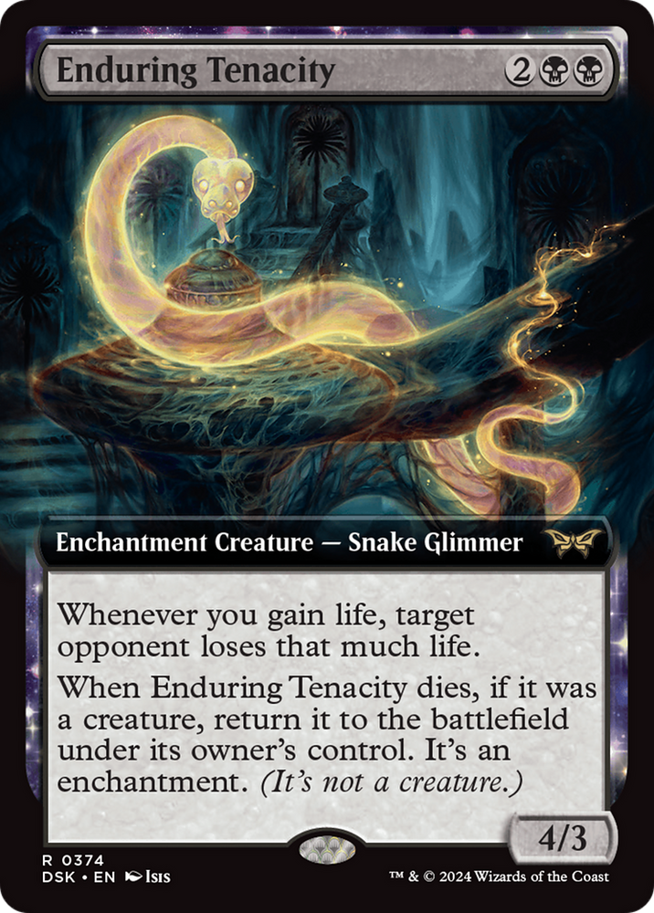 Enduring Tenacity (DSK-374) - Duskmourn: House of Horror: (Extended Art, enchantment) Foil