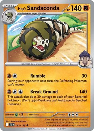 Hop's Sandaconda 087/159  - Reverse Holofoil SV09 Journey Together - Uncommon