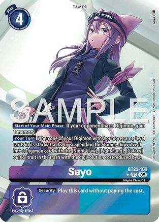 Sayo (Alternate Art) (BT22-102) - Cyber Eden Foil