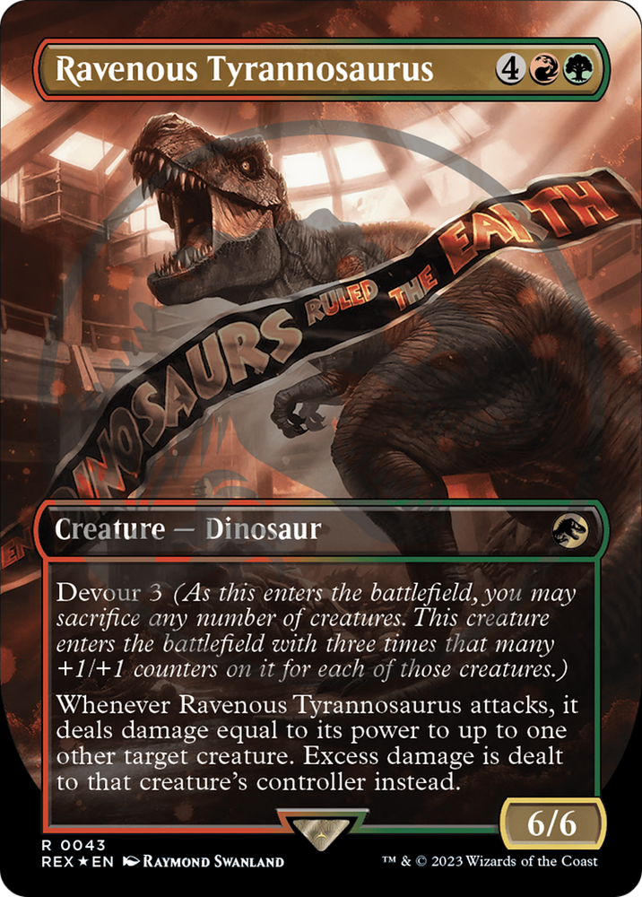 Ravenous Tyrannosaurus (Borderless) (Emblem) (REX-043) - Jurassic World Collection (Borderless) Foil