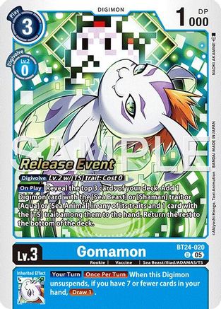 Gomamon (BT24-020) - Time Stranger Release Events Cards Foil