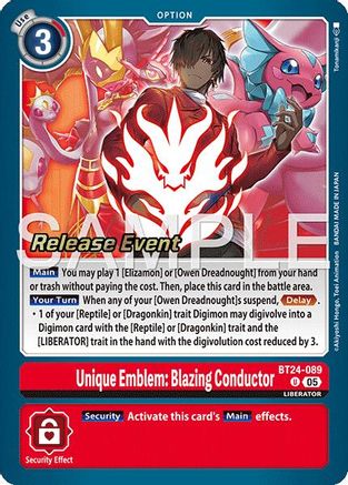 Unique Emblem: Blazing Conductor (BT24-089) - Time Stranger Release Events Cards Foil