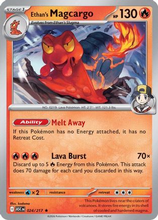 Ethan's Magcargo 024/217  - Holofoil ME Ascended Heroes - Rare