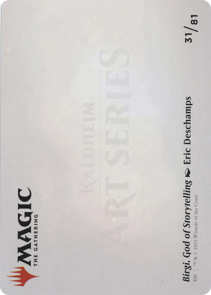 Birgi, God of Storytelling // Birgi, God of Storytelling (AKHM-031) - Kaldheim Art Series (Borderless) Foil