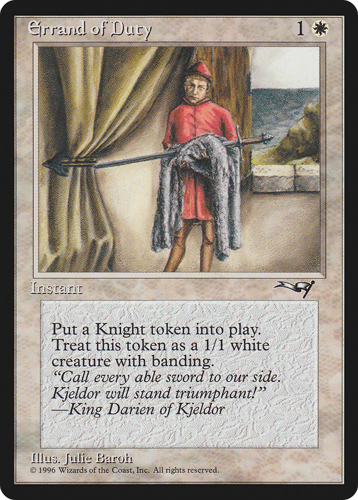 Errand of Duty (Page Holding Sword) (ALL-02A) - Alliances