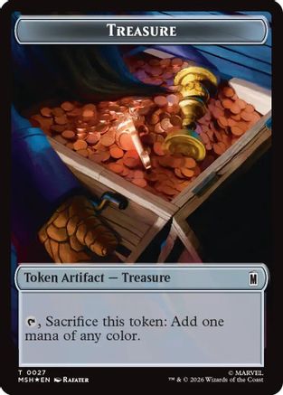 Treasure (027) // Rogue (025) Double-Sided Token (Surge Foil) (MSC-27 // 25) - Commander: Marvel Super Heroes Foil