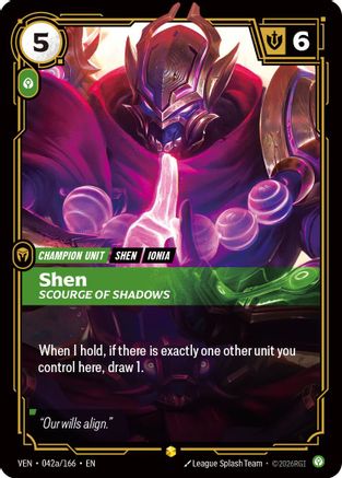 Shen, Scourge of Shadows (Alternate Art) (042a/166) - Vendetta Foil