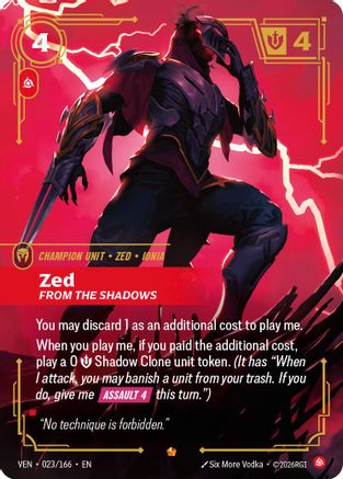 Zed, From the Shadows (023/166) - Vendetta Foil