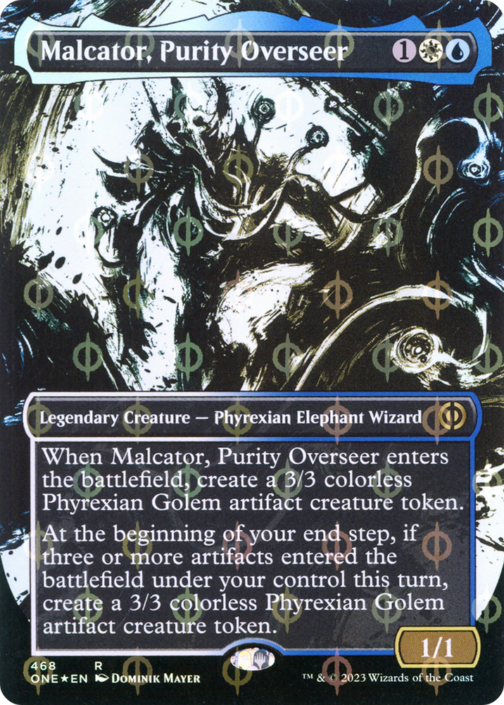 Malcator, Purity Overseer (Showcase) (Step-and-Compleat Foil) (ONE-468) - Phyrexia: All Will Be One: (Showcase) (Borderless) Foil
