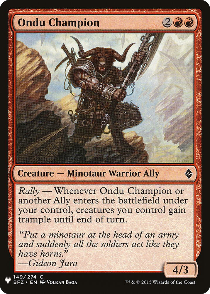 Ondu Champion (LIST-BFZ-149) - The List