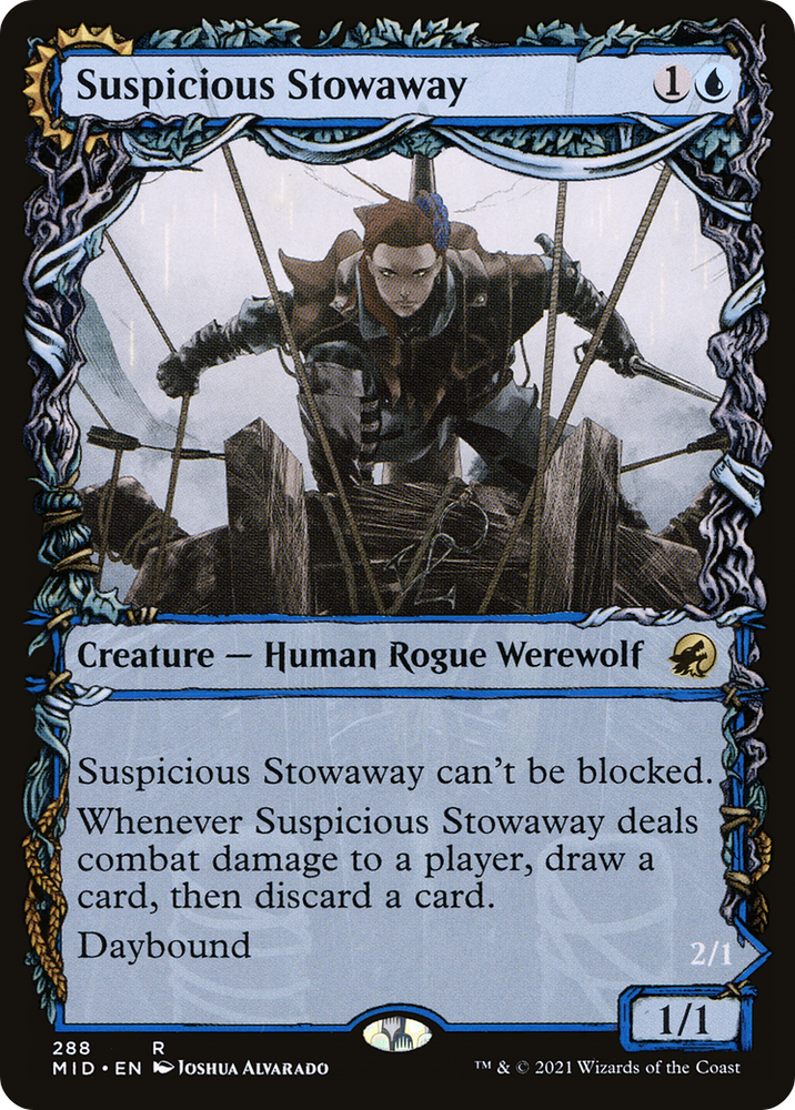 Suspicious Stowaway (Showcase) (MID-288) - Innistrad: Midnight Hunt: (Showcase, Double Faced Transform)