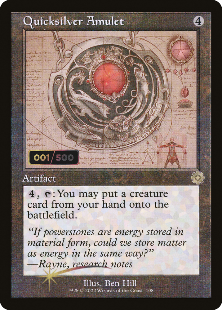 Quicksilver Amulet (Schematic) (Serial Numbered) (BRR-108) - The Brothers' War Retro Artifacts Foil