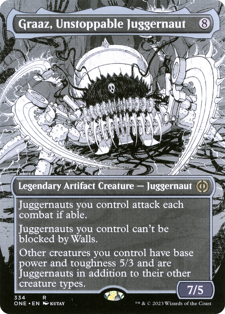 Graaz, Unstoppable Juggernaut (Borderless) (ONE-334) - Phyrexia: All Will Be One: (Showcase) (Borderless) Foil