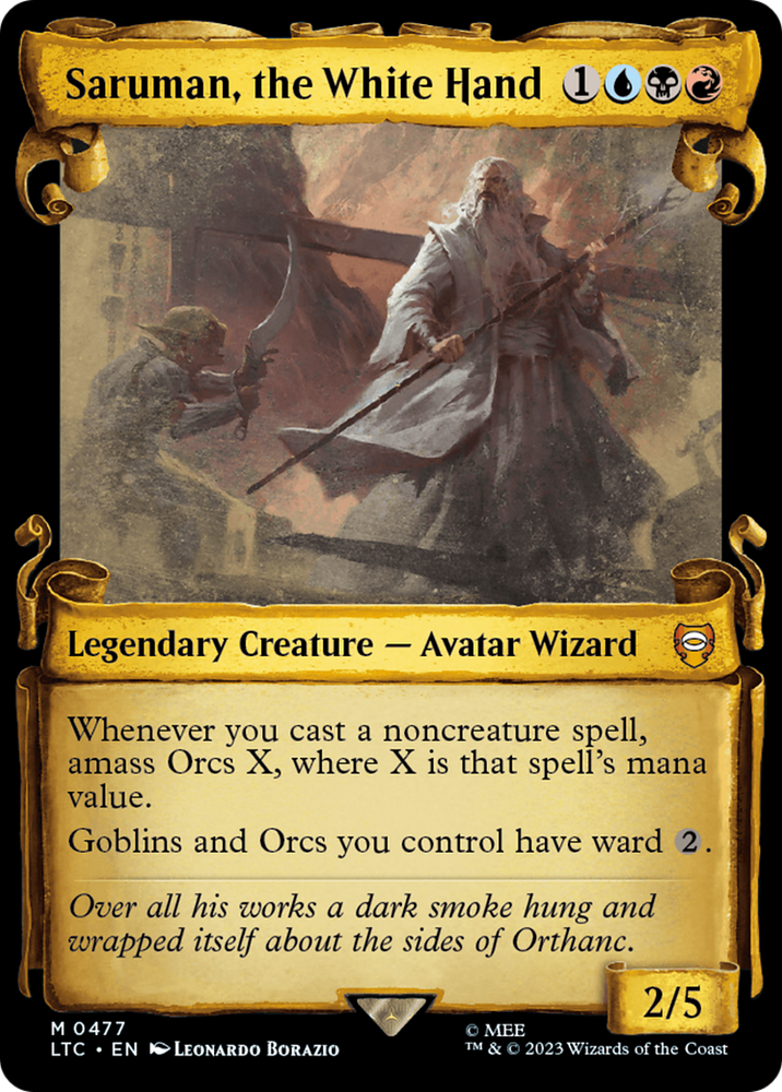 Saruman, the White Hand (Showcase Scrolls) (LTC-477) - Tales of Middle-earth Commander: (Showcase) Foil