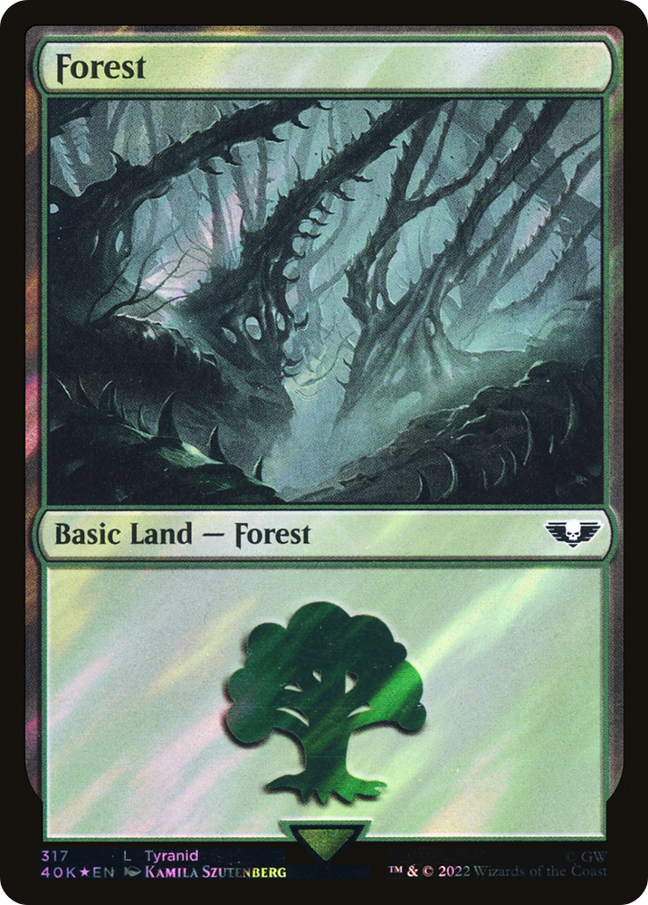 Forest (317) (Surge Foil) (40K-317★) - Warhammer 40,000 Commander Foil
