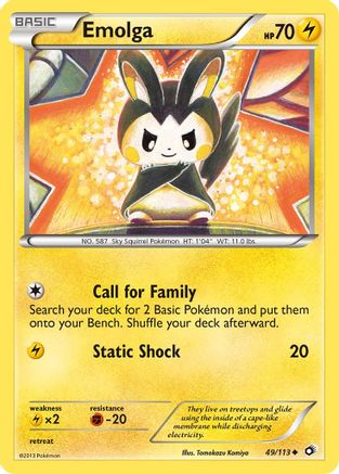 Emolga 049/113  - Reverse Holofoil Legendary Treasures - Uncommon