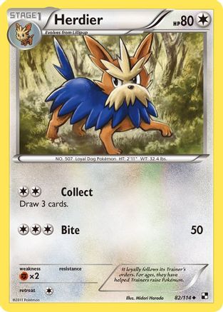 Herdier 082  - Reverse Holofoil Black and White - Uncommon