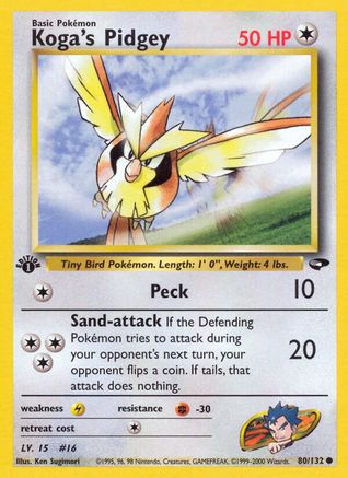 Koga's Pidgey (80) 080/132  - 1st Edition Gym Challenge - Common