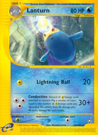 Lanturn (20) 020  - Reverse Holofoil Aquapolis - Rare