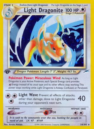 Light Dragonite 014  - Unlimited Holofoil Neo Destiny - Holo Rare