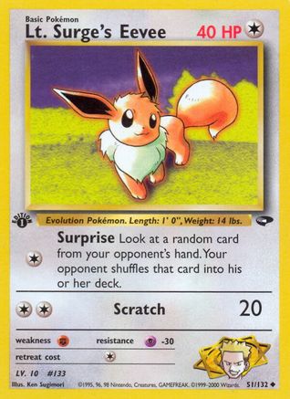 Lt. Surge's Eevee 051/132  - 1st Edition Gym Challenge - Uncommon