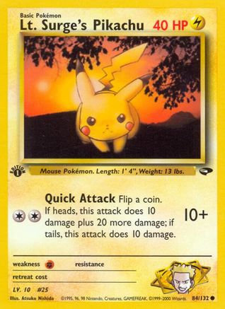 Lt. Surge's Pikachu 084/132  - Unlimited Gym Challenge - Common