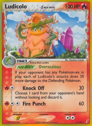 Ludicolo (Delta Species) 006/100  - Reverse Holofoil Crystal Guardians - Holo Rare
