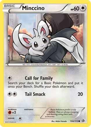 Minccino 104/113  - Reverse Holofoil Legendary Treasures - Common