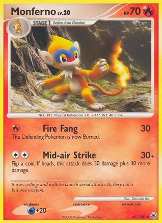 Monferno 041  - Reverse Holofoil Majestic Dawn - Uncommon