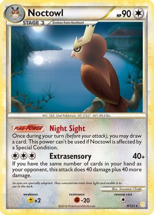Noctowl 008/123  - Reverse Holofoil HeartGold SoulSilver - Holo Rare