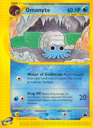 Omanyte 041  - Reverse Holofoil Skyridge - Uncommon
