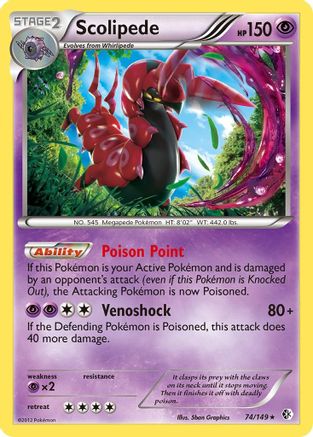 Scolipede 074  - Reverse Holofoil Boundaries Crossed - Holo Rare